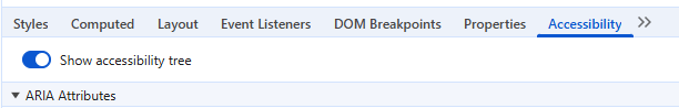 Screenshot des Accessibility-Tabs der Chrome-Devtools