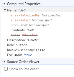 Screenshot des Accessibility-Tabs der Chrome-Devtools