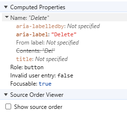 Screenshot des Accessibility-Tabs der Chrome-Devtools